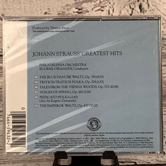 Johann Strauss - Greatest Hits‎ [CD 1986] Philadelphia Orchestra New Sealed - Picture 2 of 4